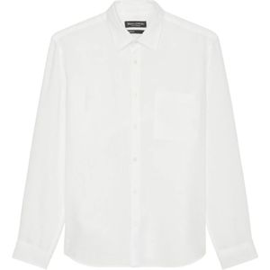 Marc O'Polo, Overhemden, Heren, Wit, XL, Linnen, Normaal shirt