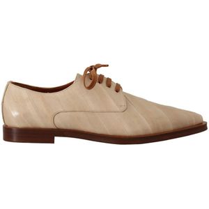 Dolce & Gabbana, Schoenen, Dames, Beige, 39 EU, Leer, Zakelijke Schoenen Upgrade - Echte Paling Leren Platte Schoenen