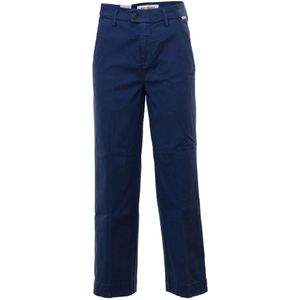 Roy Roger's, Broeken, Dames, Blauw, W29, Katoen, Gabardine Chino Broek Flare Fit