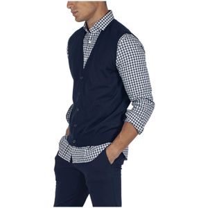 Z Zegna, Pakken, Heren, Blauw, M, Wol, Merino Wol Gebreid Vest