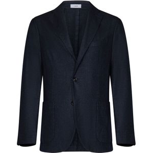 Boglioli, Jassen, Heren, Blauw, XL, Wol, Blauwe Wollen Blazer K-Jacket