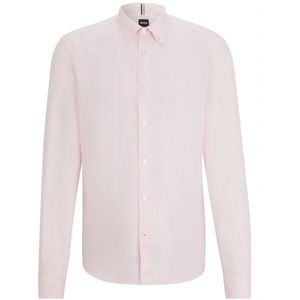 Hugo Boss, Overhemden, Heren, Roze, 3Xl, Linnen, Boss linnen shirt regular fit