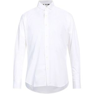 Aquascutum, Overhemden, Heren, Wit, 2Xl, Katoen, Witte Katoenen Overhemd Regular Fit Geborduurd