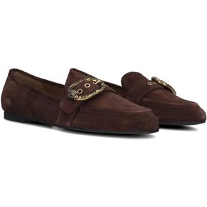 Kurt Geiger, Schoenen, Dames, Bruin, 36 1/2 EU, Suède, Bruine Suède Loafers met Strass Gesp