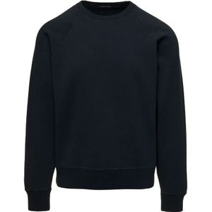 Tom Ford, Sweatshirts & Hoodies, Heren, Zwart, 2Xl, Katoen, Zwarte Crewneck Sweatshirt voor Heren