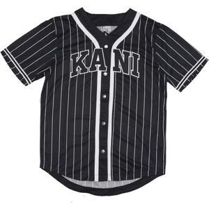 Karl Kani, Sport, Heren, Zwart, M, Pinstripe Baseball Shirt met knopen