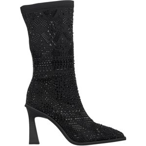 Alma EN Pena, Schoenen, Dames, Zwart, 35 EU, Glitter enkellaarsje met stilettohak