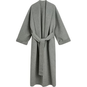 By Malene Birger, Luxe Wol Wrap Jas Grijs, Dames, Maat:L