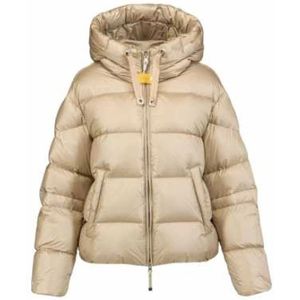 Parajumpers, Jassen, Dames, Beige, L, Nylon, Korte glanzende nylonjas Tilly Beige Goud