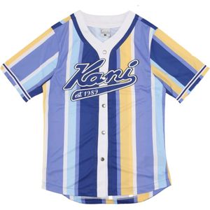 Karl Kani, Sport, Heren, Veelkleurig, L, Varsity Gestreept Baseball Shirt met Knopen