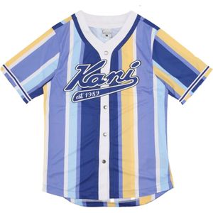 Karl Kani, Sport, Heren, Veelkleurig, XS, Varsity Gestreept Baseball Shirt met Knopen