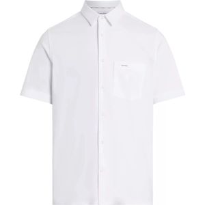 Calvin Klein, Overhemden, Heren, Wit, L, Katoen, Glad Katoenen Zak Shirt