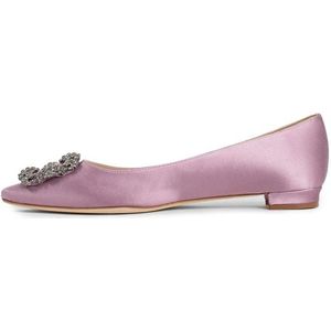 Manolo Blahnik, Schoenen, Dames, Roze, 41 EU, Roze Kristal Gesp Blokhak