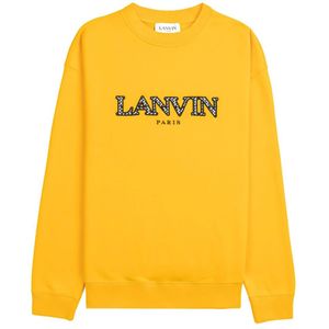 Lanvin, Sweatshirts & Hoodies, Heren, Geel, L, Klassieke Gele Geborduurde Sweatshirt