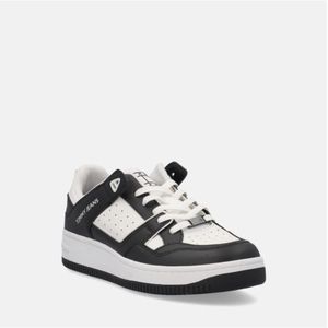 Tommy Jeans, Schoenen, Heren, Zwart, 44 EU, Leer, Retro Cupsole Leren Sneakers