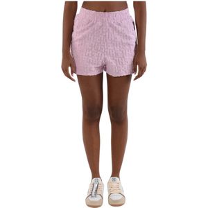 Hinnominate, Korte broeken, Dames, Roze, S, Katoen, Logo Ingedrukte Katoenen Shorts