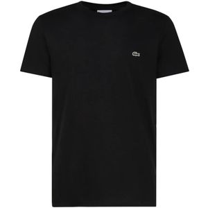 Lacoste, Zwarte Ronde Hals T-shirts en Polos Zwart, Heren, Maat:L