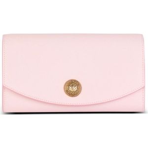 Balmain, Tassen, Dames, Roze, ONE Size, Leer, Emblème korrelig kalfsleer clutch