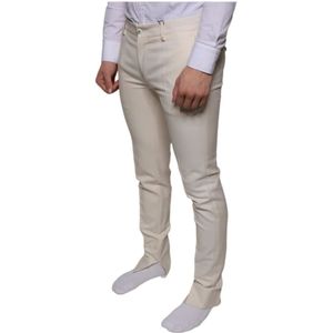 Dolce & Gabbana, Broeken, Heren, Wit, M, Wol, Skinny Chino Broek met Logo Details