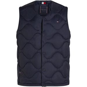 Tommy Hilfiger, Jassen, Heren, Blauw, S, Gewatteerd Donsvest voor Mannen