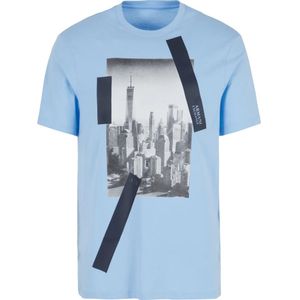 Armani Exchange, Tops, Heren, Blauw, XL, Korte Mouw Fantasie T-shirt