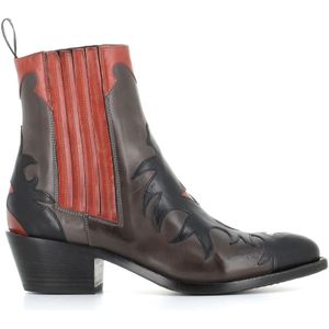 Sartore, Schoenen, Dames, Veelkleurig, 37 1/2 EU, Leer, Texano Laarzen in Rood, Grijs en Zwart Leer