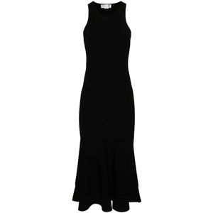 Victoria Beckham, Kleedjes, Dames, Zwart, 2Xs, Zwarte Bodycon Jurk met Uitlopende Zoom