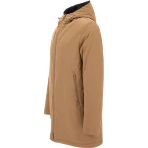 Herno, Mantels, Heren, Beige, L, Kameel Parka Waterafstotend Faux Fur Gevoerd