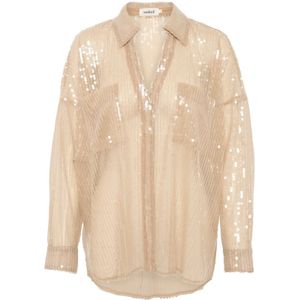 Soaked in Luxury, Blouses & Shirts, Dames, Beige, M, Groene Paillet Blouse