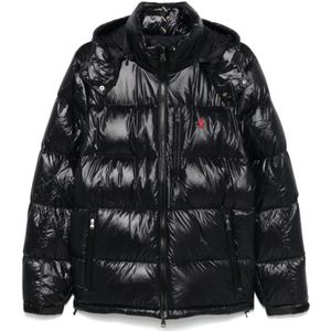 Ralph Lauren, Jassen, Heren, Zwart, M, Nylon, Zwarte Winter Parka Jas