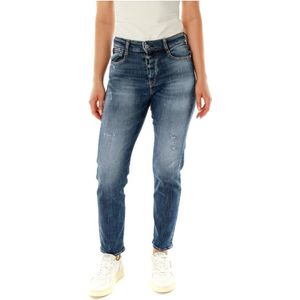 Le Temps Des Cerises, Jeans, Dames, Blauw, W30, Denim, Vernietigde Slim Fit Hoge Taille Jeans