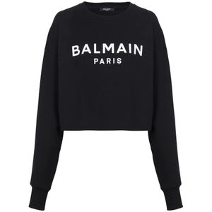 Balmain, Sweatshirts & Hoodies, Dames, Zwart, M, Katoen, Paris sweatshirt