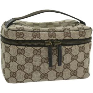 Gucci Vintage, Pre-owned, Dames, Beige, ONE Size, Katoen, Pre-owned Canvas gucci-bags