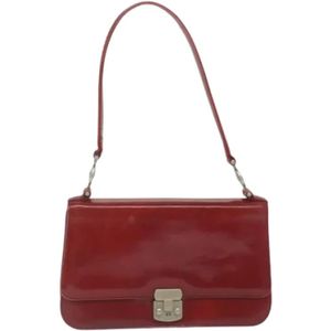 Versace Pre-owned, Pre-owned, Dames, Rood, ONE Size, Leer, Tweedehands leren schoudertassen