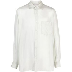 Dries Van Noten, Blouses & Shirts, Heren, Wit, M, Zwarte Cannon 7152 M.w. Shirt