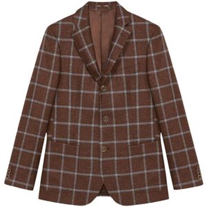 Brooks Brothers, Jassen, Heren, Bruin, L, Wol, Bruine blazer van een mix van maagdelijke wol, zijde en linnen