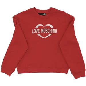 Love Moschino, Sweatshirts & Hoodies, Dames, Rood, 2Xs, Katoen, Rode Katoenen Sweatshirt