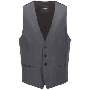 Boss, H-Huge-West-B1 Vest, Formele Elegantie Grijs, Heren, Maat:2XL