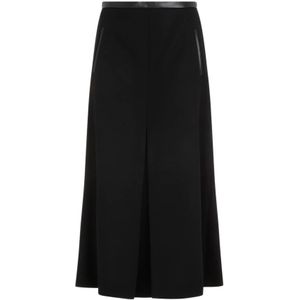 Saint Laurent, Rokken, Dames, Zwart, S, Wol, Zwarte Wol Midi Rok Aw 23