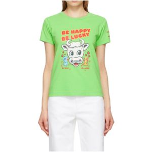 Marc Jacobs, Tops, unisex, Groen, L, Katoen, Wees Gelukkig Magda T-Shirt