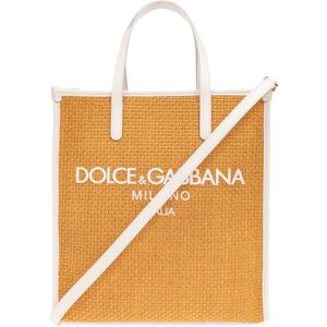 Dolce & Gabbana, Tassen, Dames, Beige, ONE Size, Geweven shopper tas