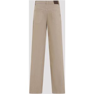 Brunello Cucinelli, Broeken, Dames, Beige, S, Katoen, Beige Neutrale Broek Aw 24 Stijlvol