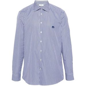 Etro, Blauw/Wit Gestreept Katoenen Overhemd Blauw, Heren, Maat:4XL
