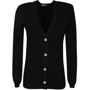 Liu Jo, Truien, Dames, Zwart, S, Polyester, Zwarte V-hals Cardigan