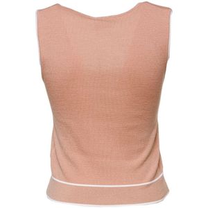 Nenette, Tops, Dames, Beige, L, Wol, Contrasterende Wollen Tanktop