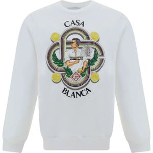 Casablanca, Sweatshirts & Hoodies, Heren, Wit, S, Katoen, Logo Sweatshirt, 100% Katoen, Gemaakt in Portugal