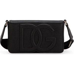 Dolce & Gabbana, Tassen, Heren, Zwart, ONE Size, Leer, Zwarte Leren Crossbody Tas