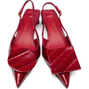 Jacquemus, Schoenen, Dames, Rood, 36 EU, Leer, Rode Patentleren Slingback Flats