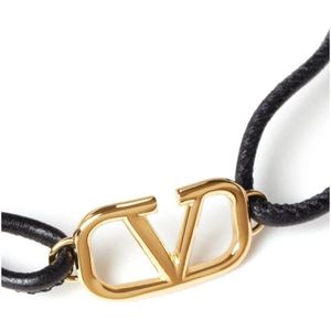 Valentino Garavani, Accessoires, Heren, Zwart, ONE Size, Zwart VLogo Signature Leren Armband