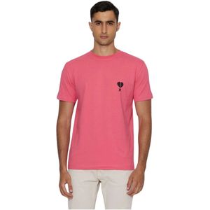 John Richmond, Tops, Heren, Roze, XL, Katoen, Grafische Voorkant Ronde Hals T-shirt